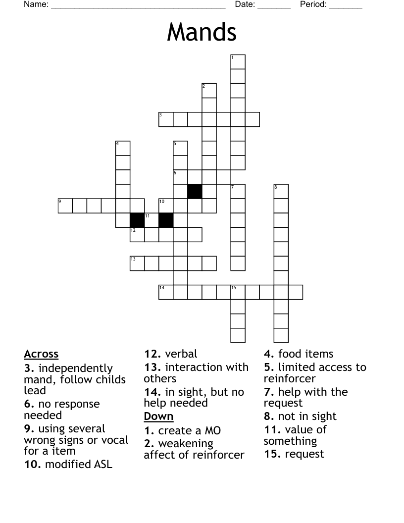 Mands Crossword