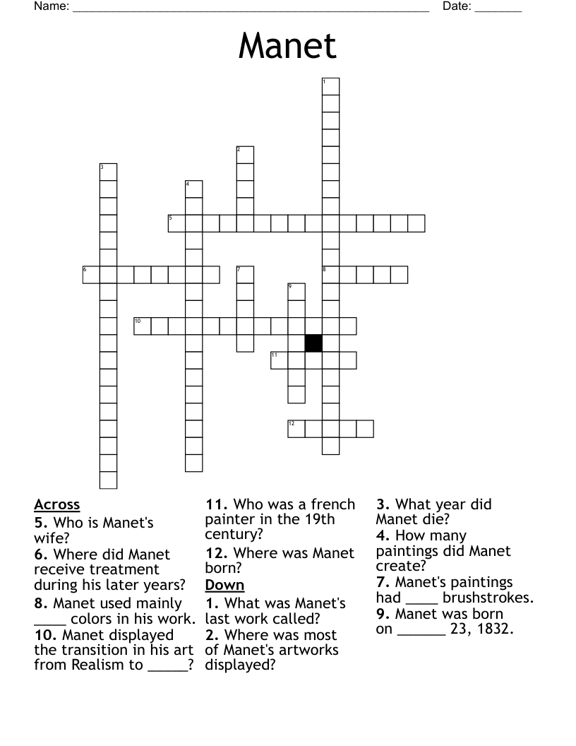 Manet  Crossword