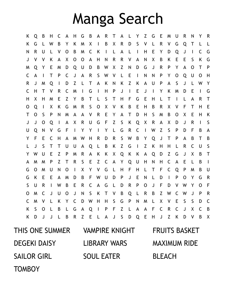 Manga Search Word Search