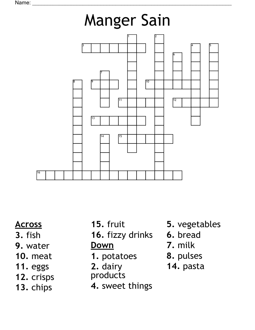 Manger Sain Crossword
