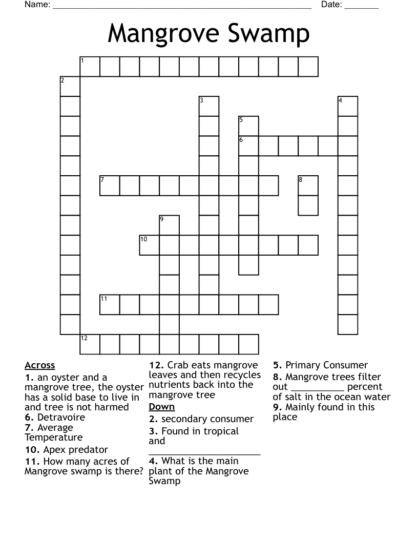 Mangrove Swamp Crossword