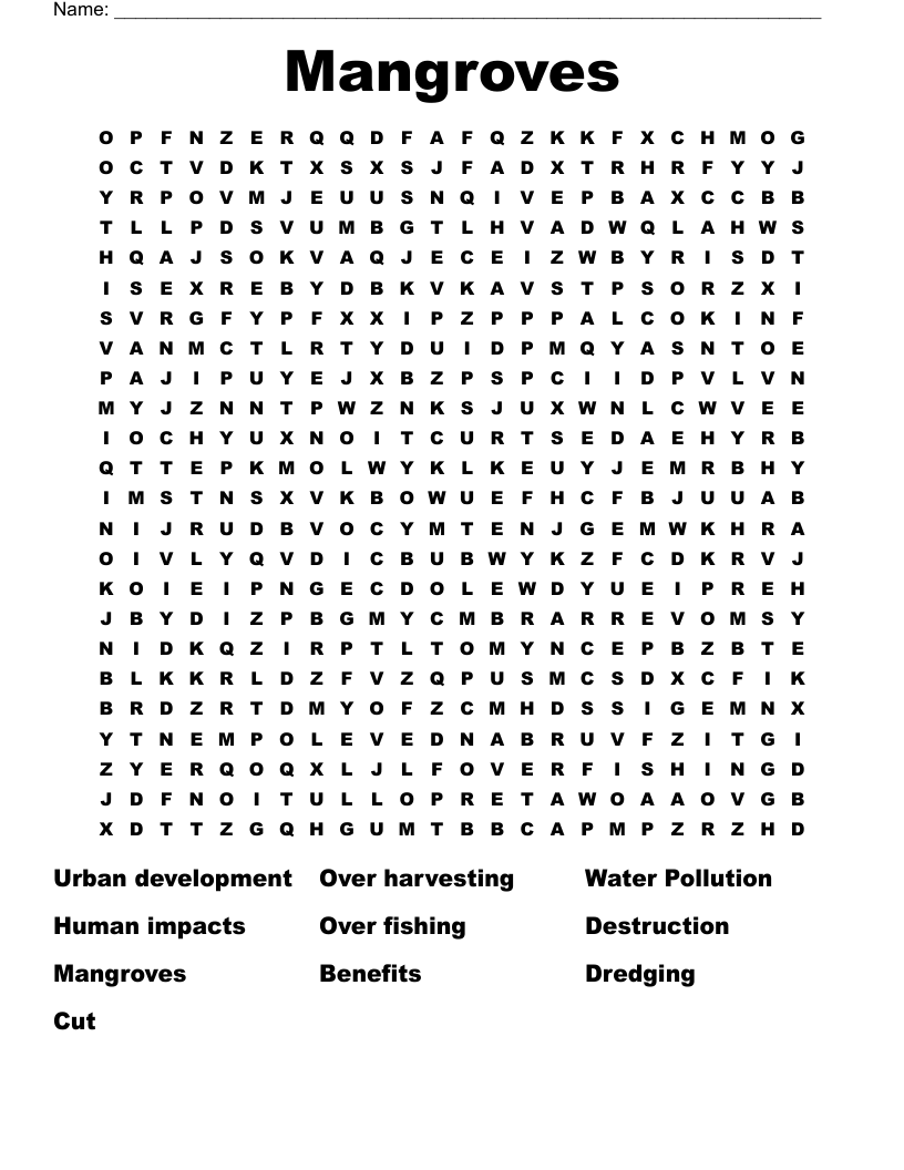 Mangroves Word Search