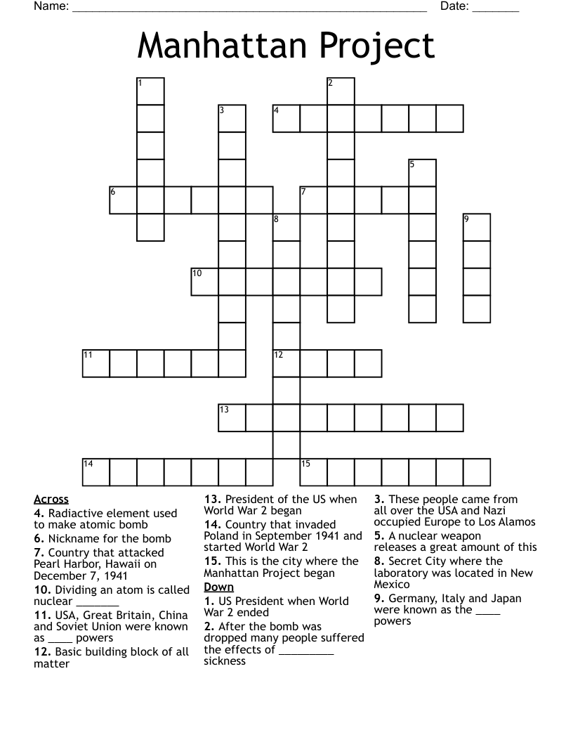 Manhattan Project Crossword