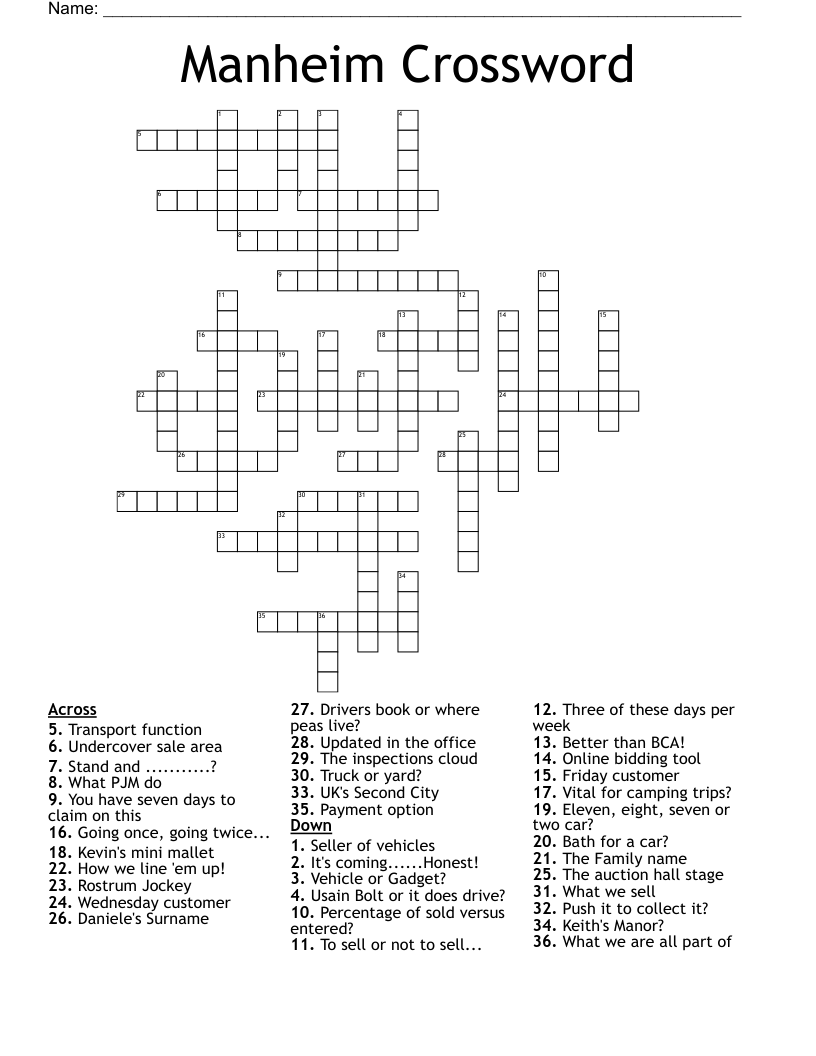 Manheim Crossword