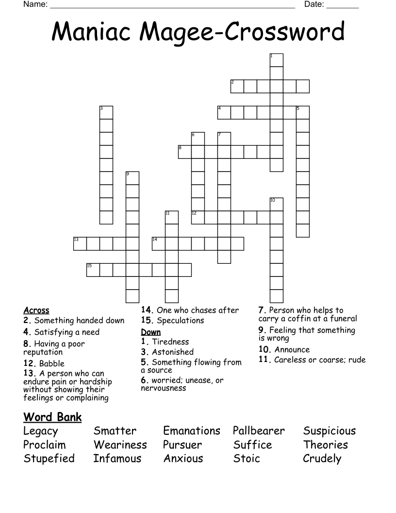 Maniac Magee-Crossword