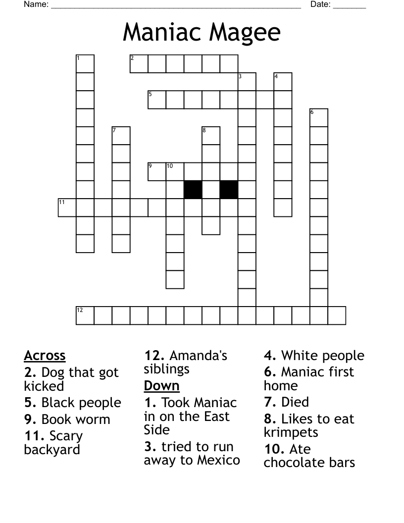 Maniac Magee Crossword