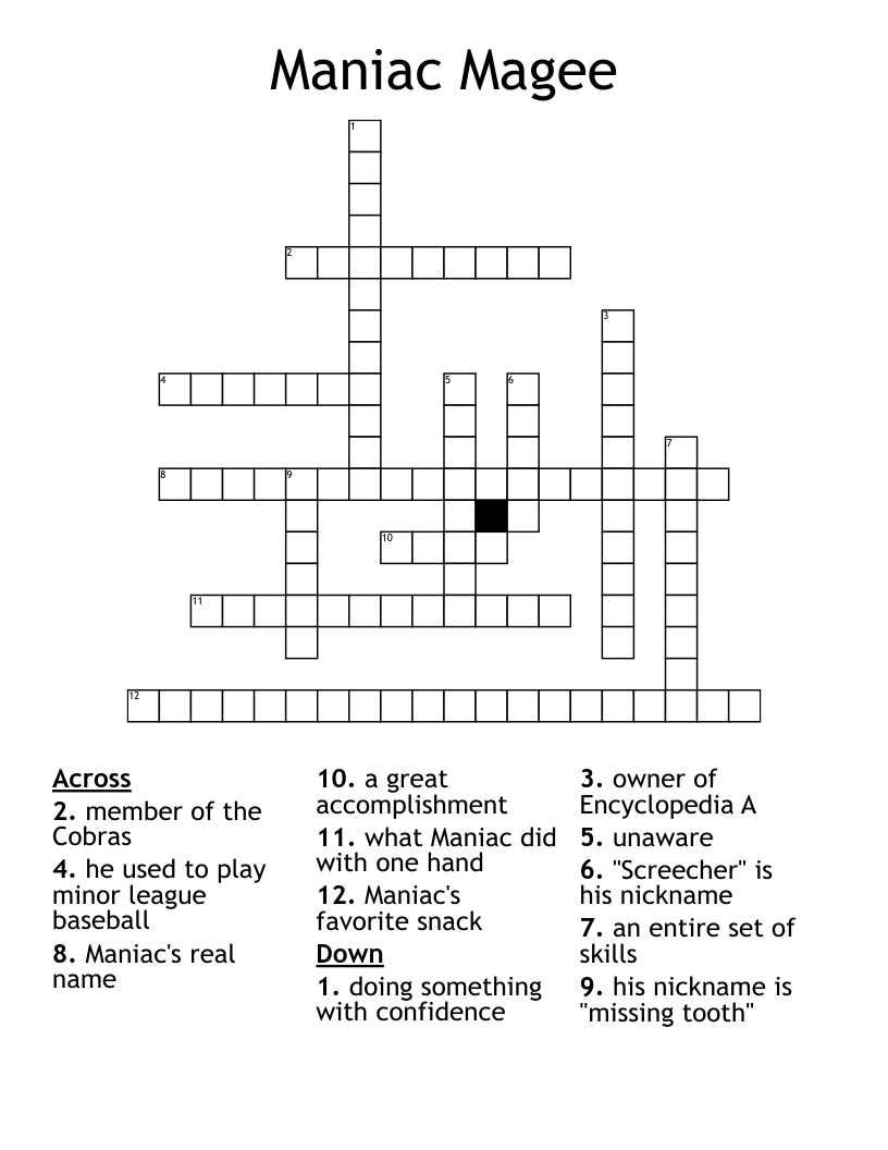 Maniac Magee Crossword