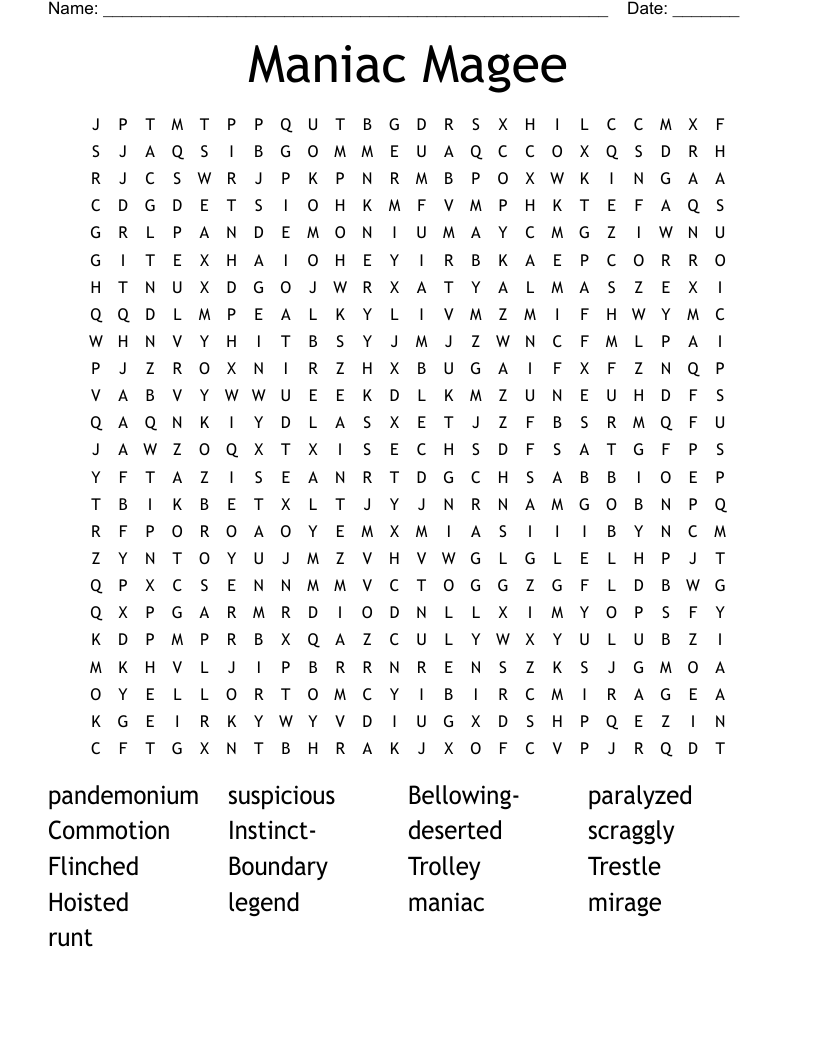 Maniac Magee Word Search