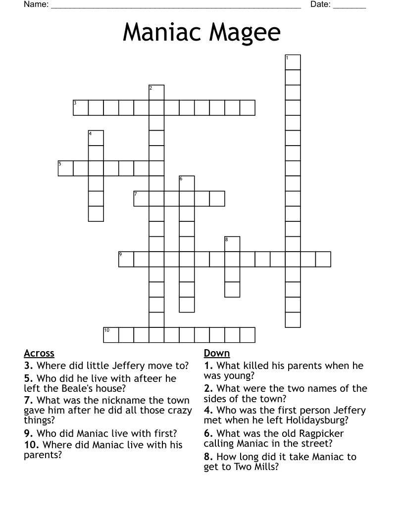 Maniac Magee Crossword