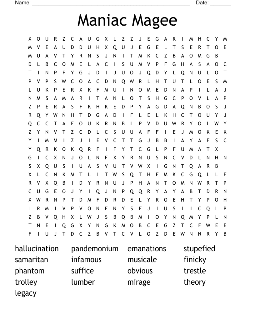 Maniac Magee Word Search