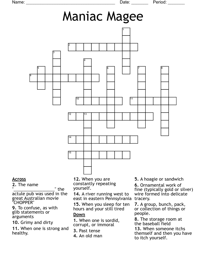 Maniac Magee Crossword