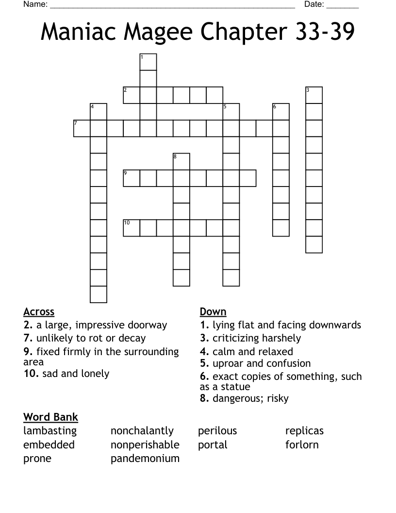 Maniac Magee Chapter 33-39 Crossword