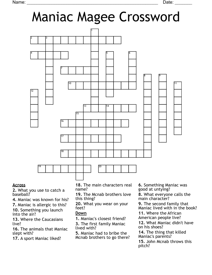 Maniac Magee Crossword
