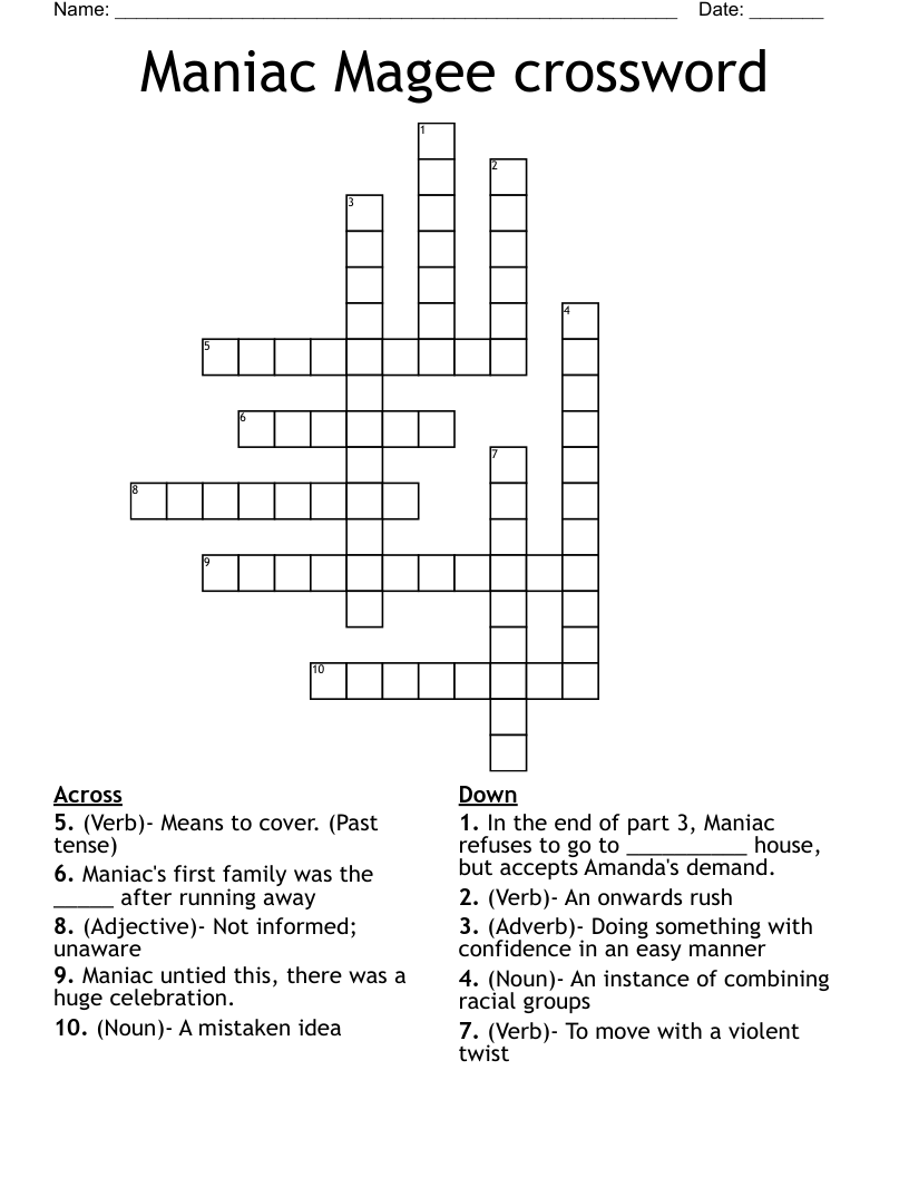 Maniac Magee crossword