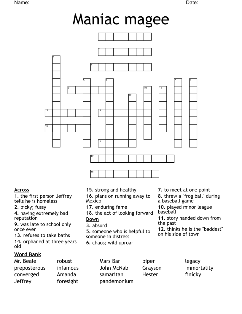 Maniac magee Crossword