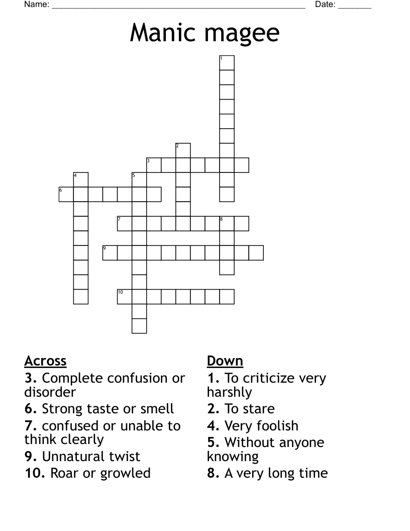 Manic magee Crossword