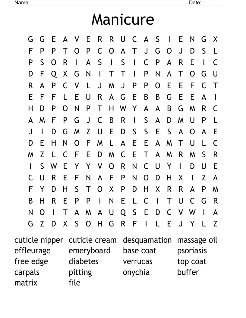 Manicure Word Search