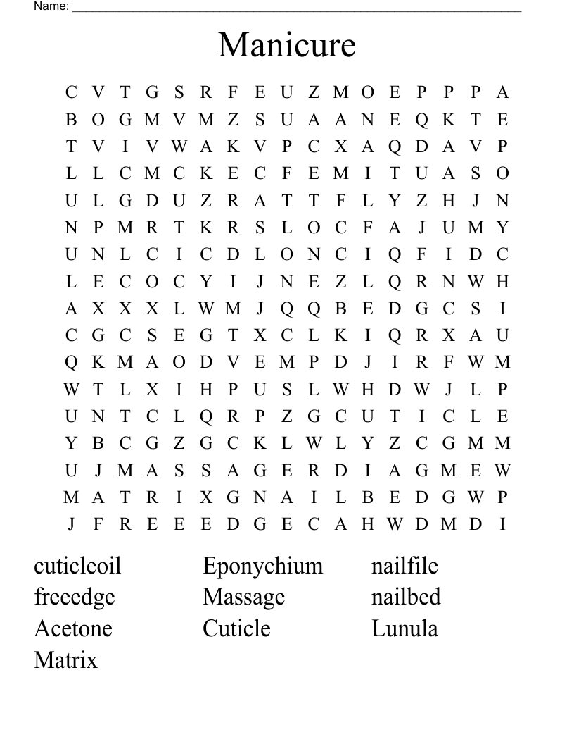 Manicure Word Search