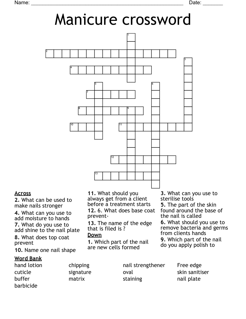 Manicure crossword