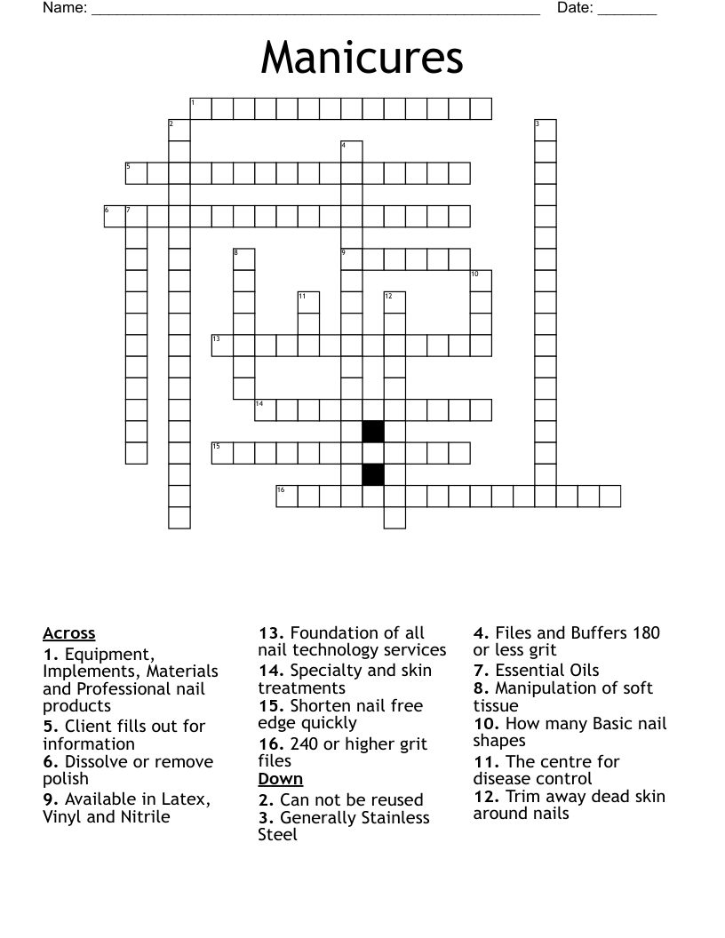 Manicures Crossword