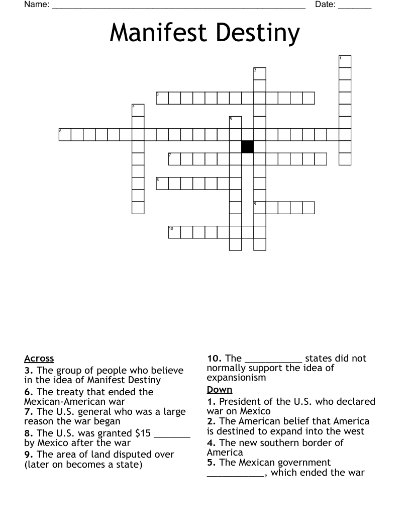 Manifest Destiny Crossword
