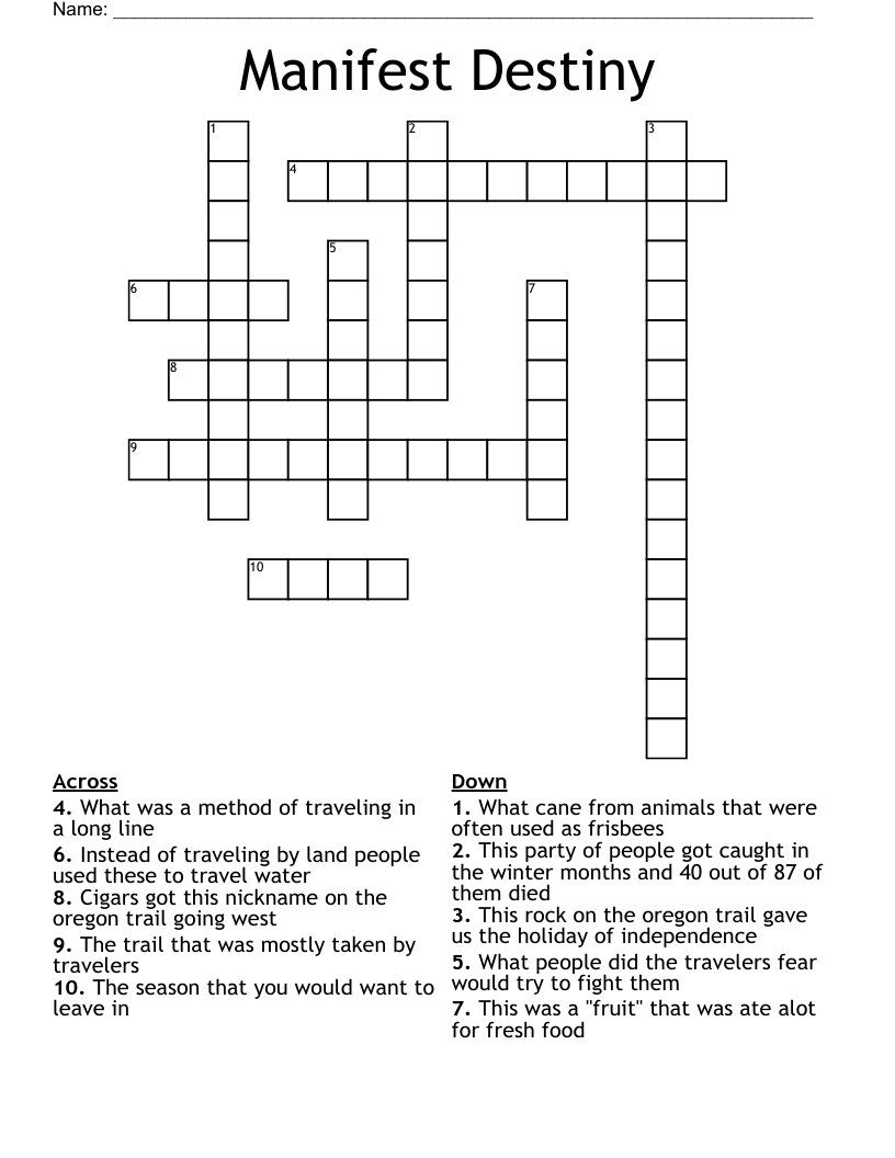 Manifest Destiny Crossword