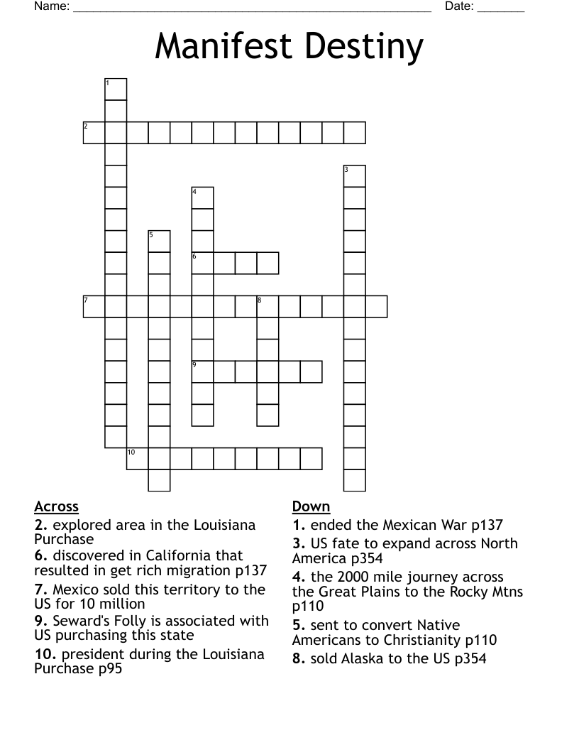 Manifest Destiny Crossword