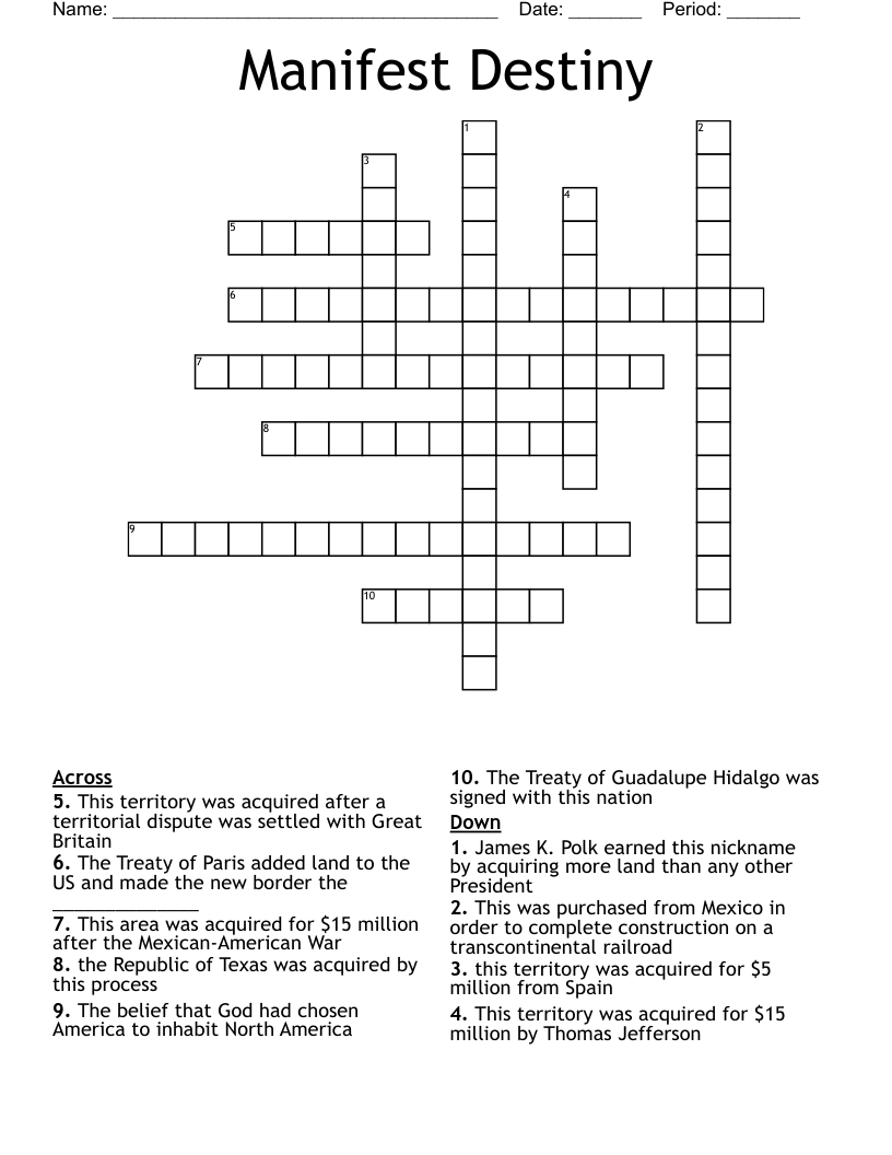 Manifest Destiny Crossword