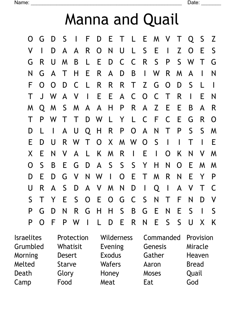 Manna and Quail Word Search