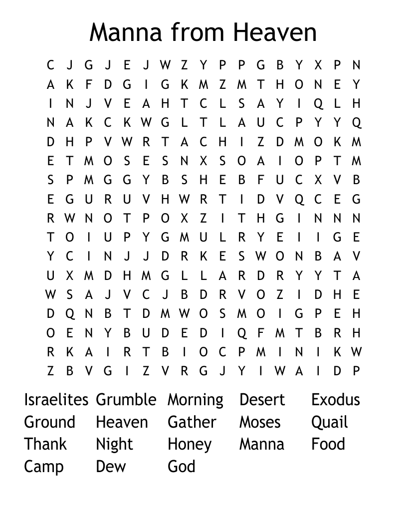 Manna from Heaven Word Search