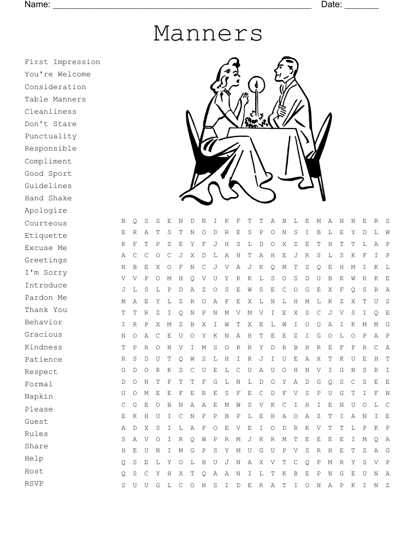 Manners Word Search