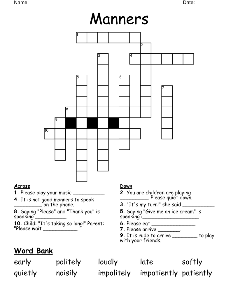 Manners Crossword