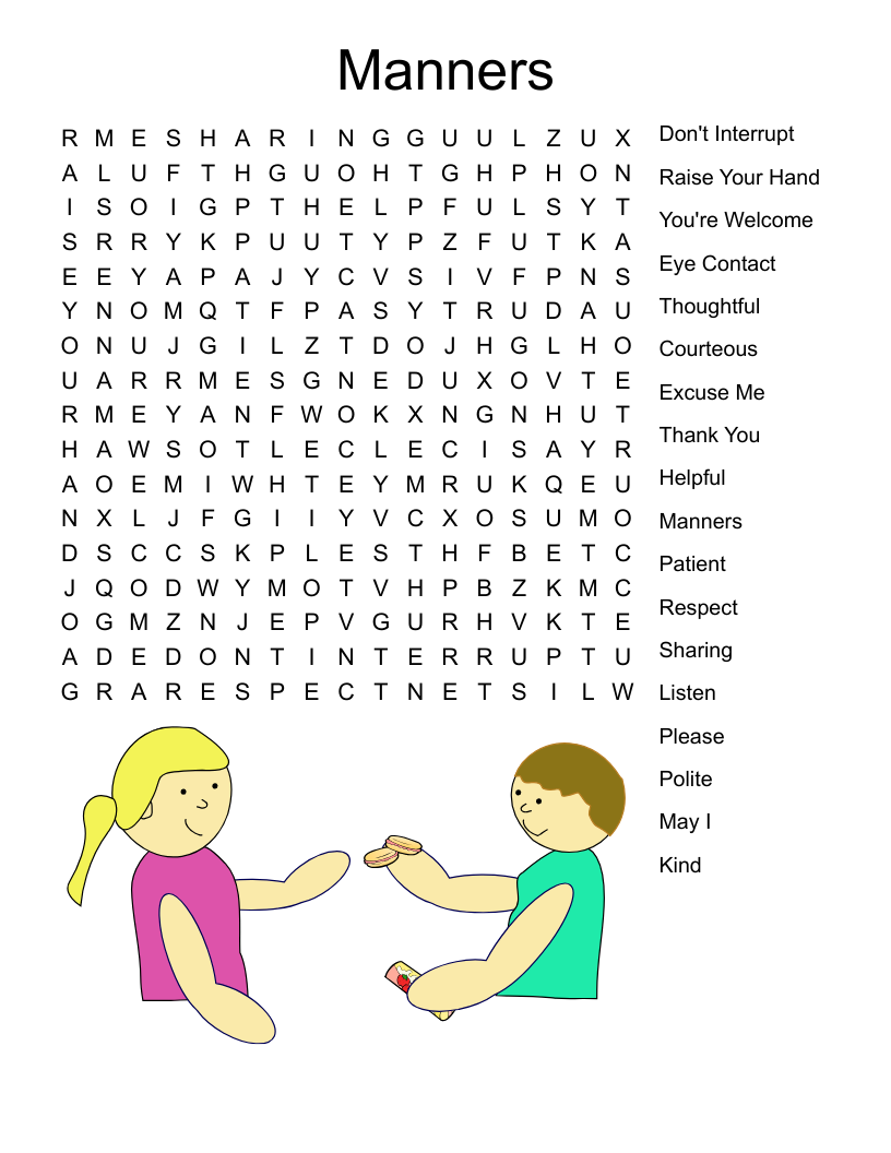 Manners Word Search