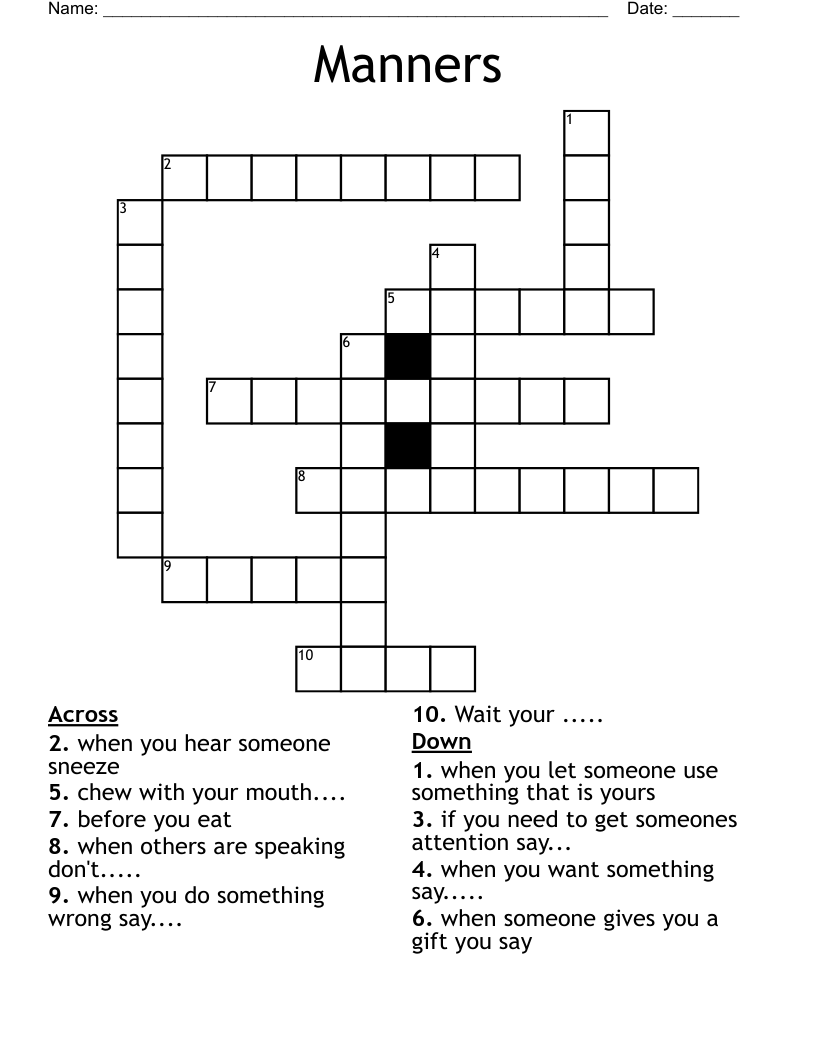 Manners Crossword