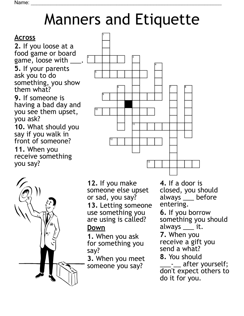 Manners and Etiquette Crossword