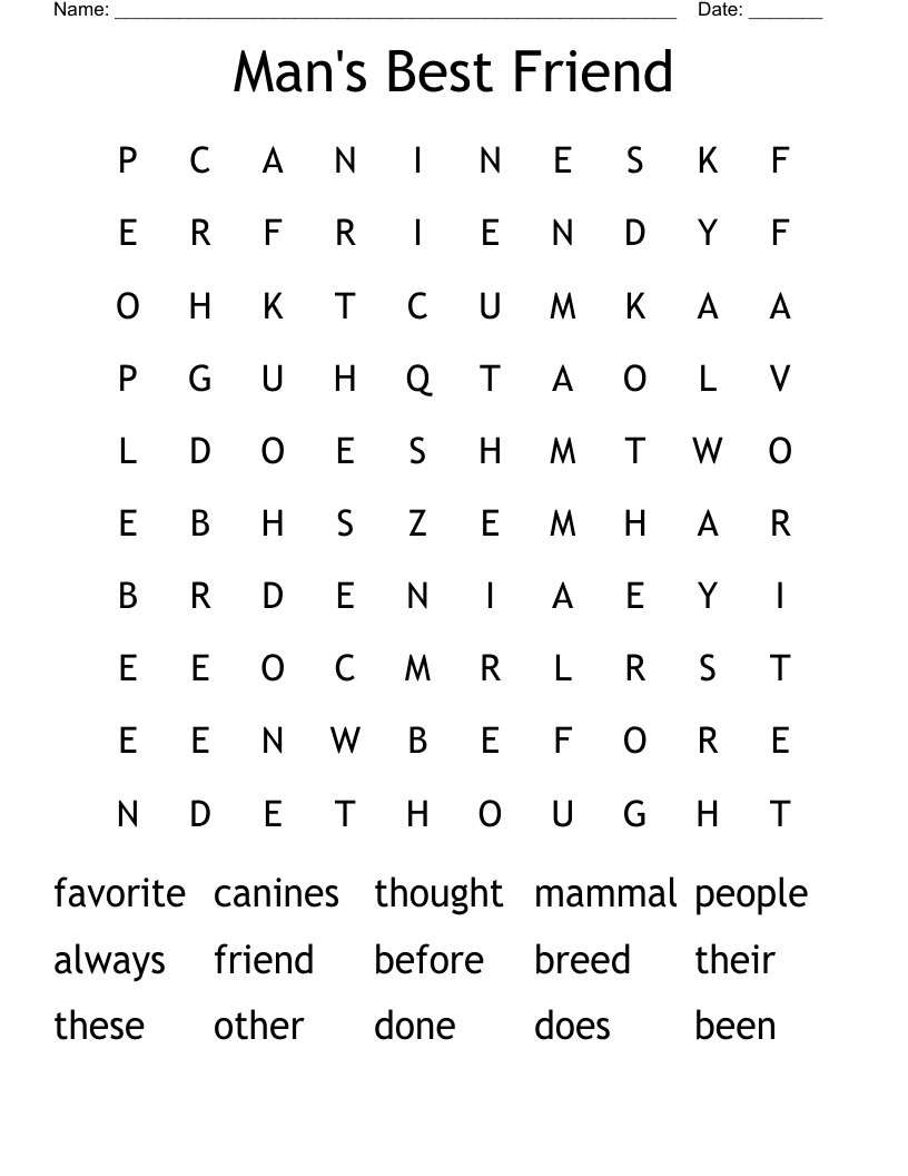 Man's Best Friend Word Search