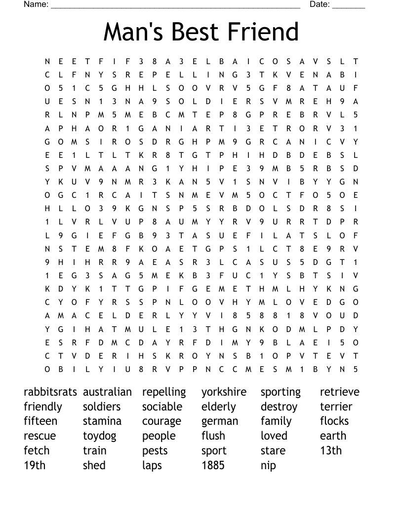 Man's Best Friend Word Search