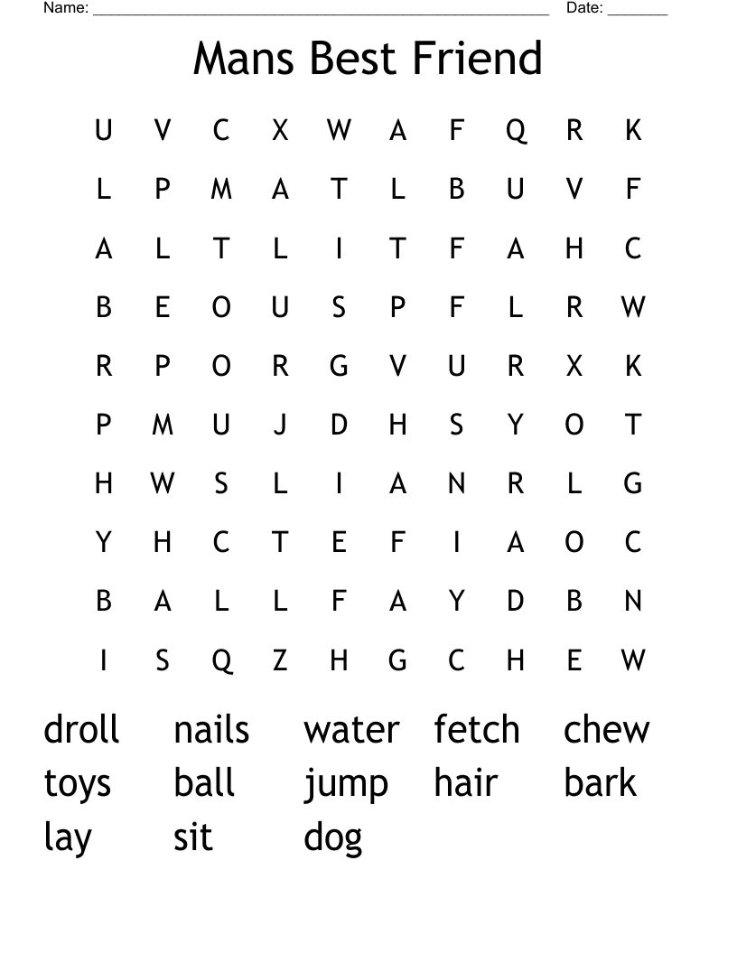 Mans Best Friend Word Search