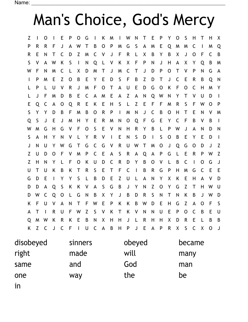 Man's Choice, God's Mercy Word Search