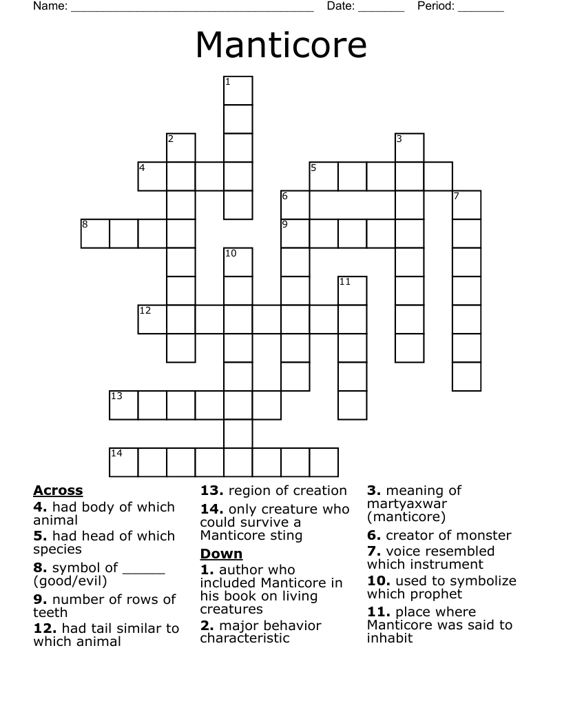 Manticore Crossword