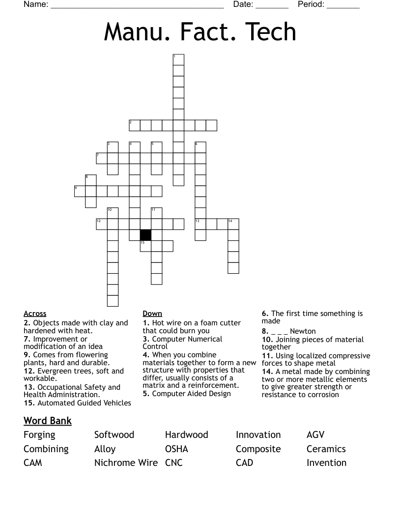 Manu. Fact. Tech Crossword