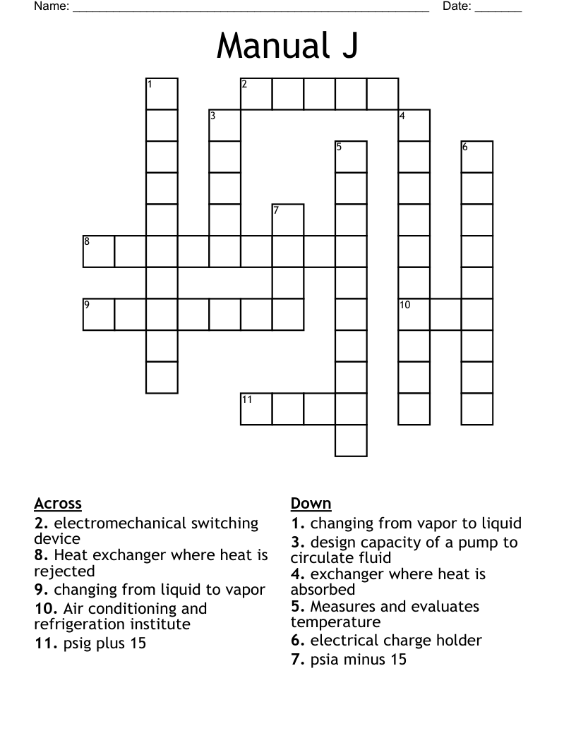 Manual J Crossword