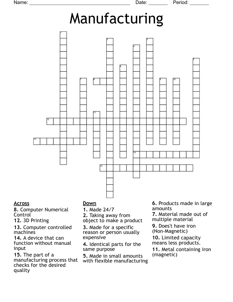 Manufacturing Crossword