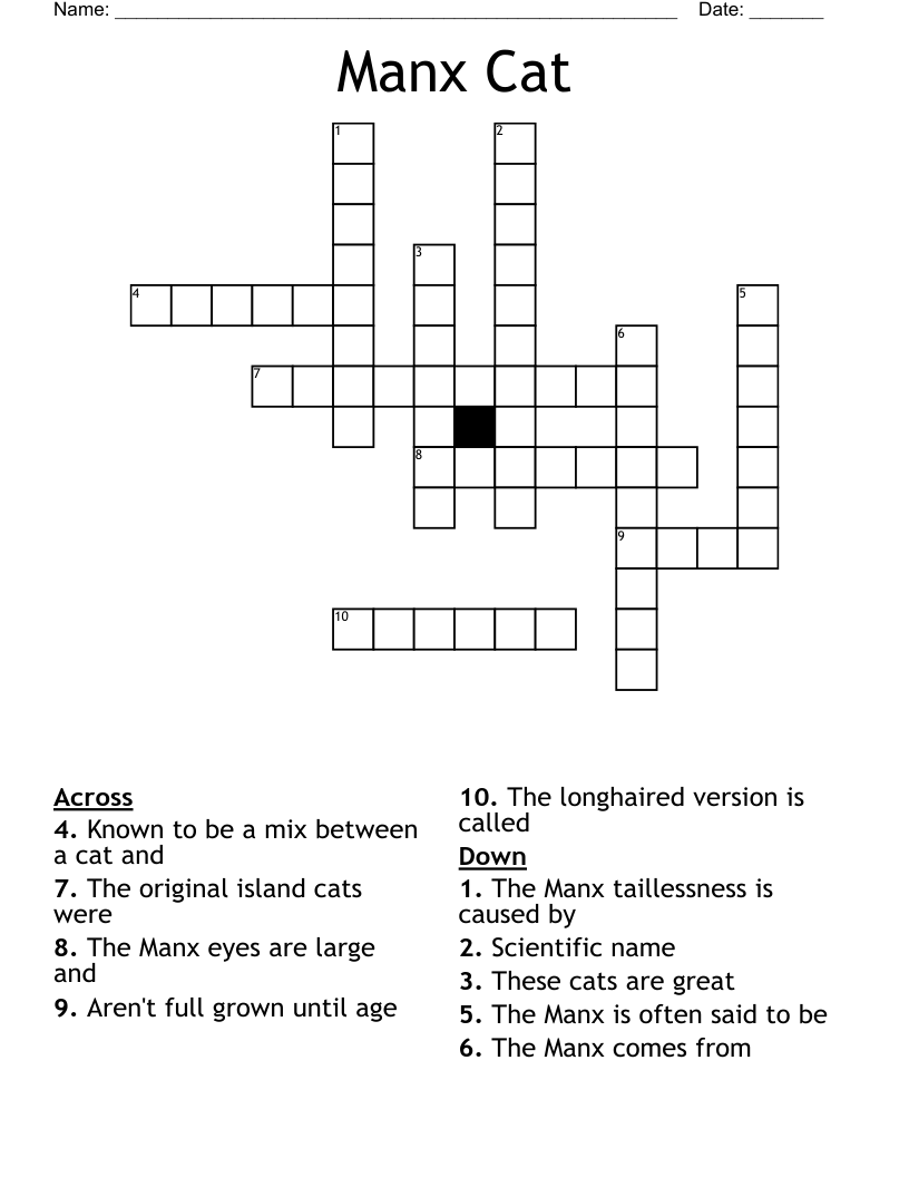 Manx Cat Crossword