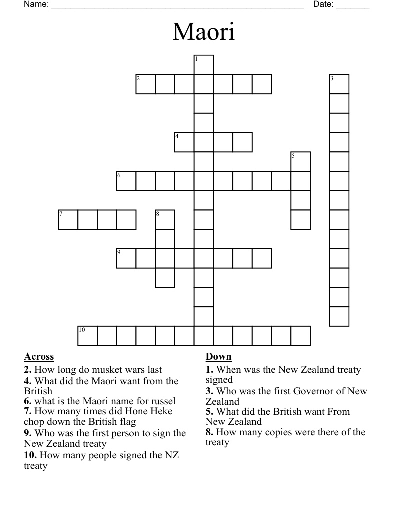 Maori Crossword