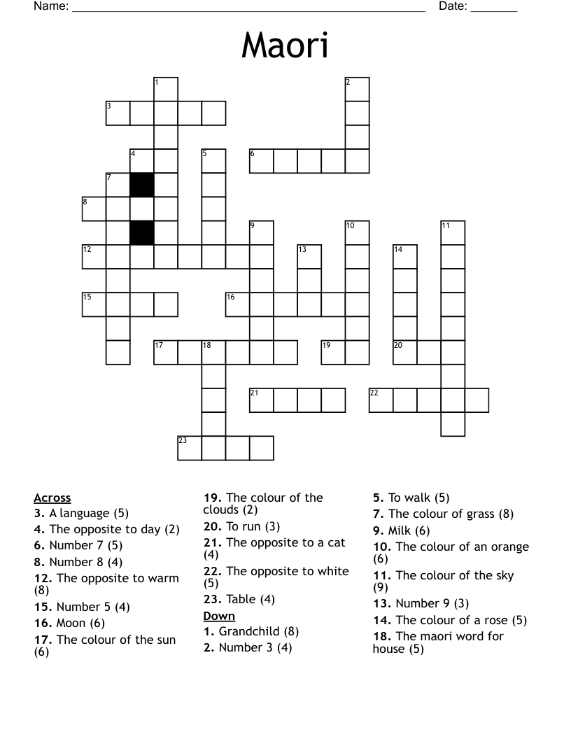 Maori Crossword