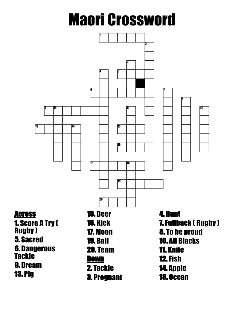 Maori Crossword