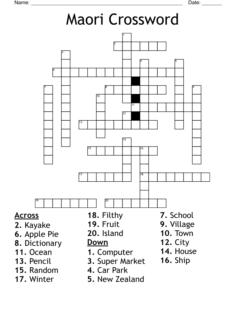 Maori Crossword