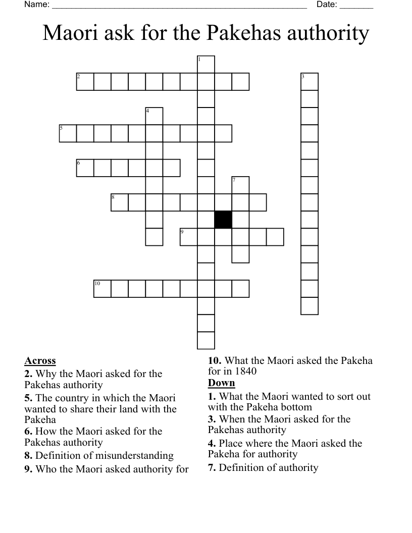 Maori ask for the Pakehas authority Crossword