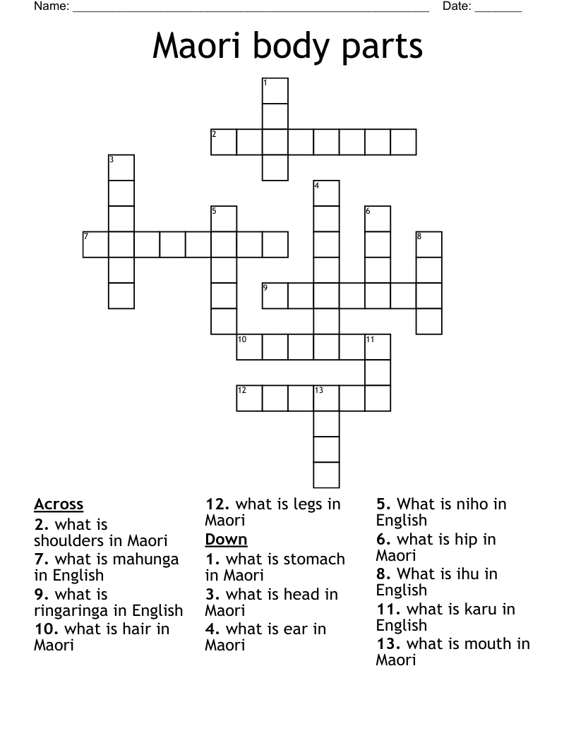 Maori body parts Crossword